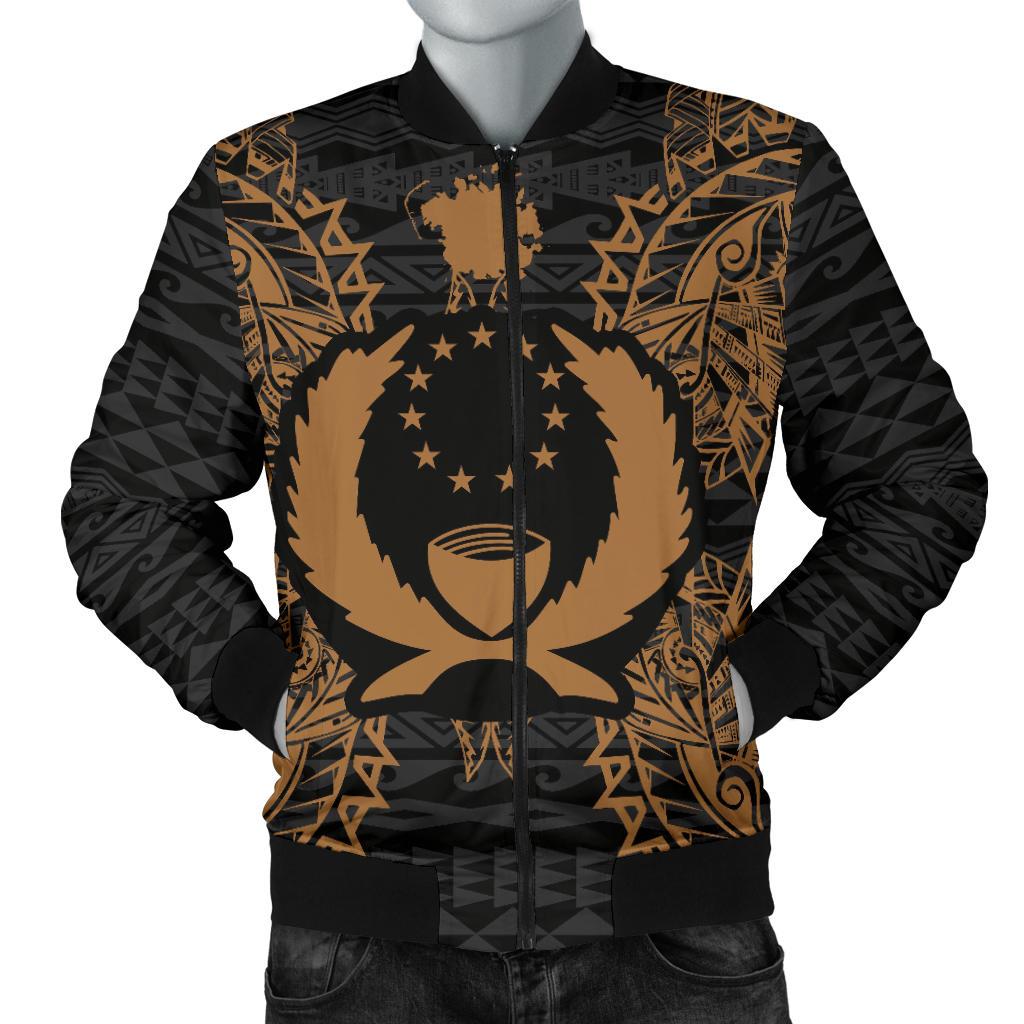 Pohnpei Polynesian Men's Bomber Jacket Map Gold Gold - Polynesian Pride
