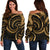 New Zealand Maori Mangopare Women Off Shoulder Sweater Polynesian - Gold Gold - Polynesian Pride