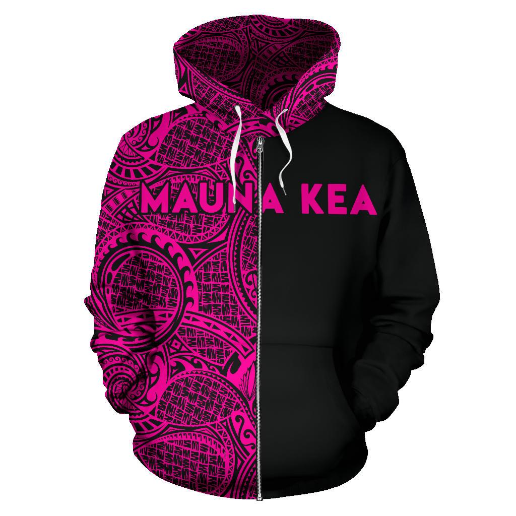 Hawaii Mauna Kea Polynesian Zip up Hoodie The Half Pink - Polynesian Pride