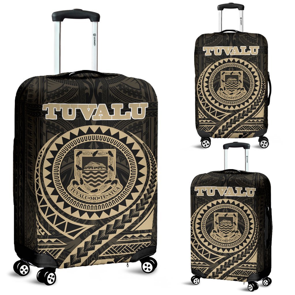 Tuvalu Polynesian Luggage Cover 2 A7 Black - Polynesian Pride