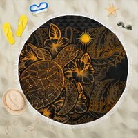 Marshall Islands Polynesia Beach Blanket Turtle Hibiscus Gold One Style One Size Gold - Polynesian Pride