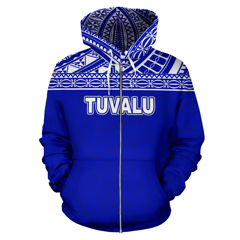 Tuvalu Polynesian Zip up Hoodie Horizontal Blue - Polynesian Pride