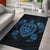 Hawaiian Map Turtle Ohana Hibiscus Kakau Polynesian Rug AH Rug Blue Deap - Polynesian Pride