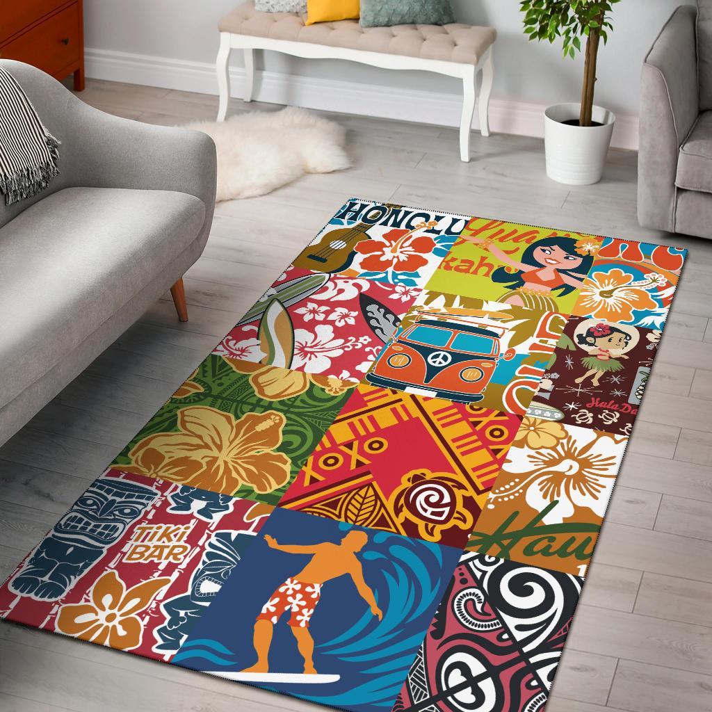 Hawaii Polynesian Area Rug - Famous Ones In Hawaii Black - Polynesian Pride