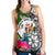 Niue Women's Racerback Tank White - Turtle Plumeria Banana Leaf - Polynesian Pride