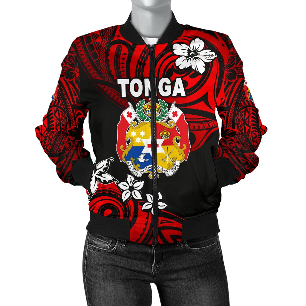 Mate Ma'a Tonga Rugby Women's Bomber Jacket Polynesian Unique Vibes - Red Art - Polynesian Pride