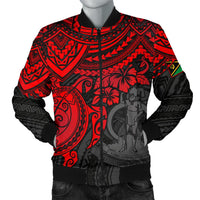 Vanuatu Polynesian Bomber Jacket (Men) - Red Turtle Red - Polynesian Pride
