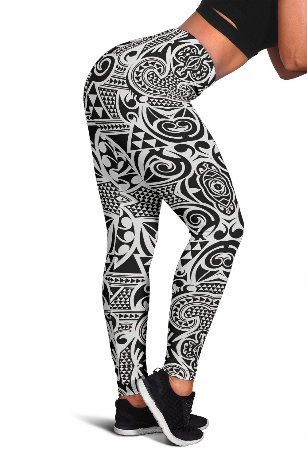 Polynesian Kakau Turtle White Hawaii Women's Leggings AH White - Polynesian Pride