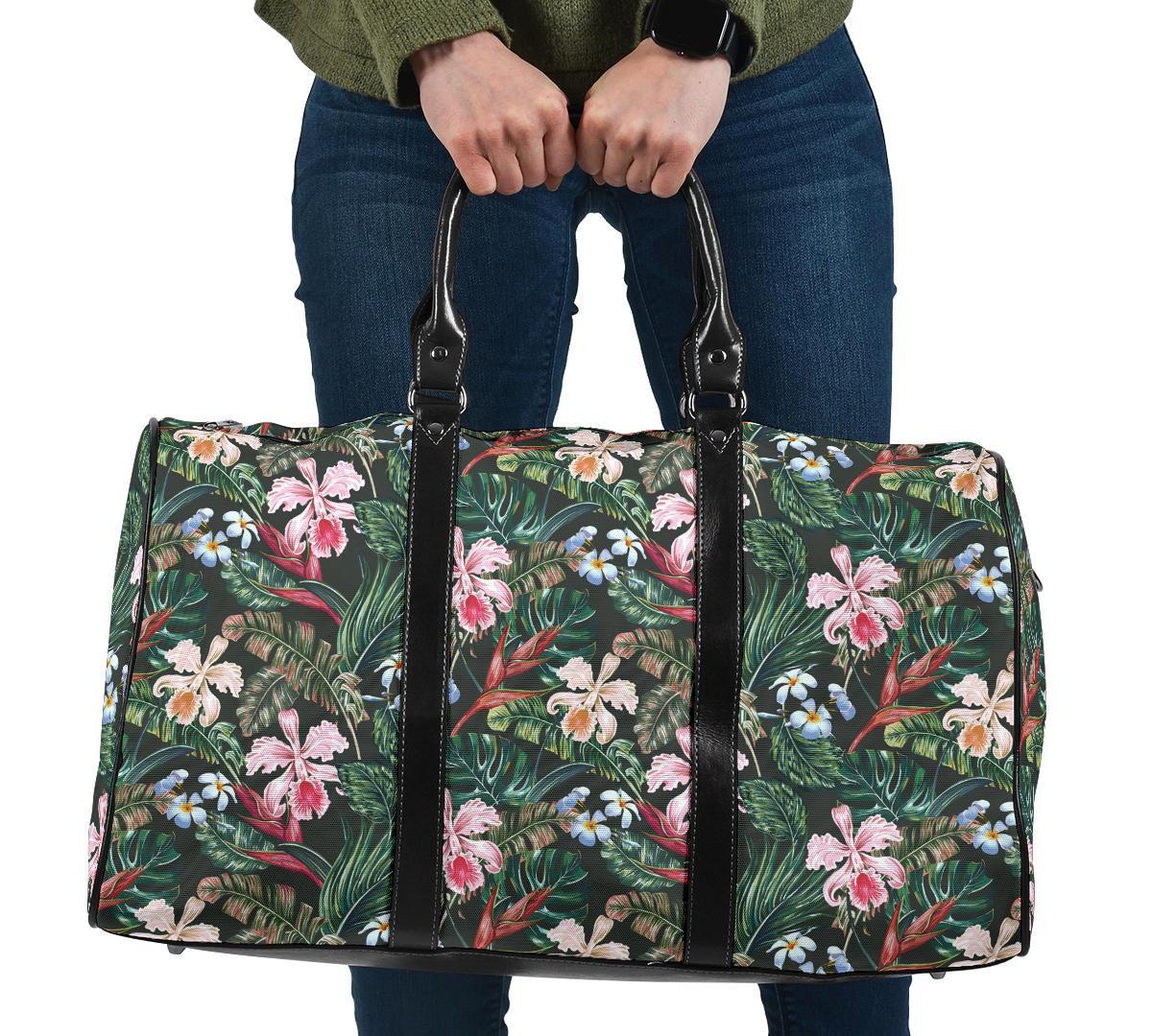 Tropical Monstera Leaf Red Hawaii Travel Bag Travel Bag One size Black - Polynesian Pride