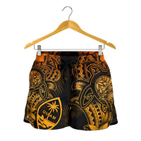 Guam Polynesian Women Shorts - Gold Turtle Homeland - Polynesian Pride
