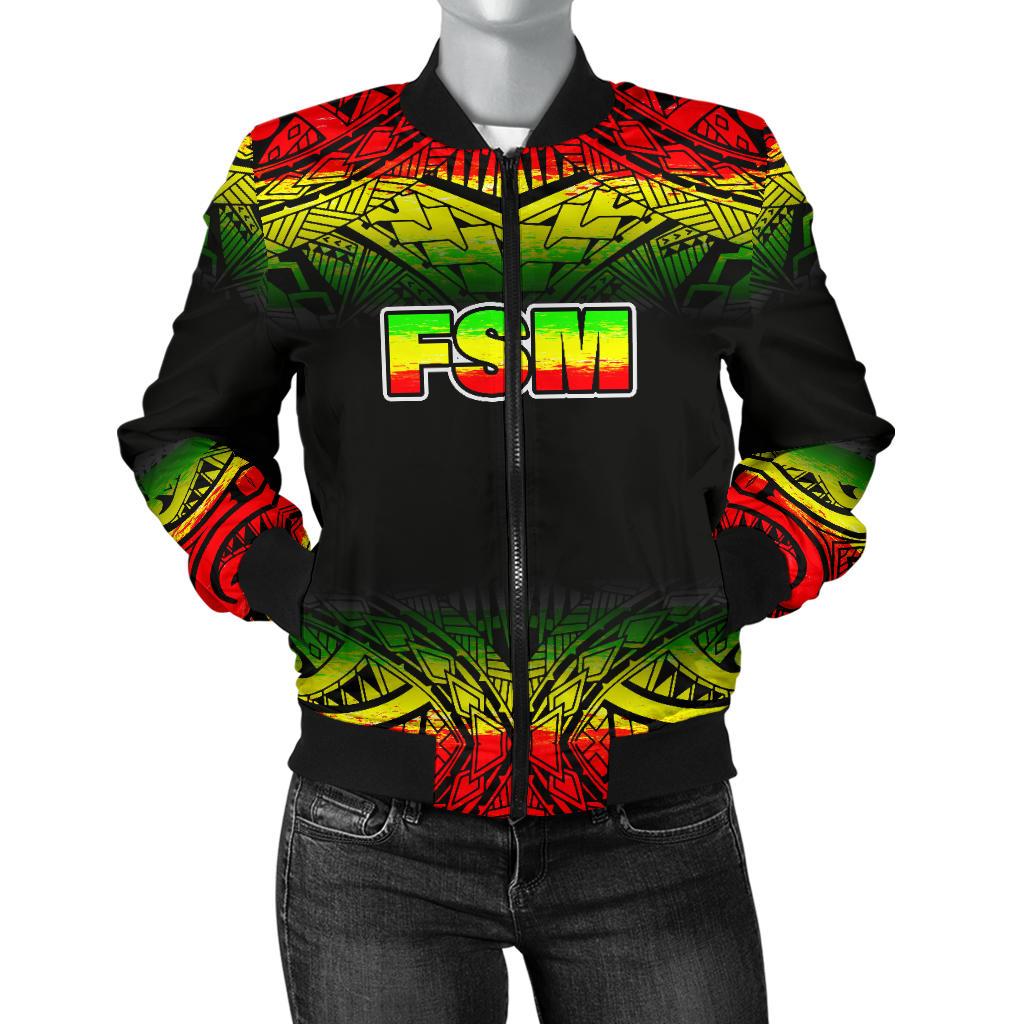 Federated States Of Micronesia Women's Bomber Jacket - Fog Reggae Style Reggae - Polynesian Pride