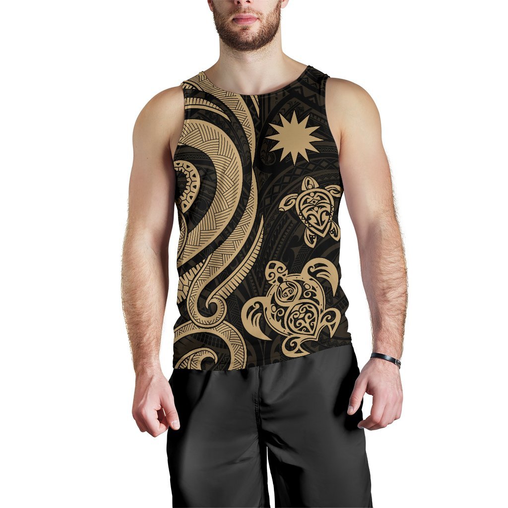 Nauru Men's Tank Top - Gold Tentacle Turtle - Polynesian Pride