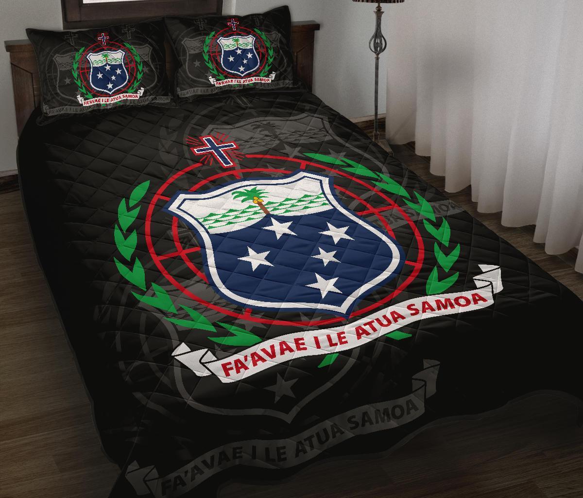 Samoa Polynesian Quilt Bed Set Black - Polynesian Pride