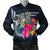 American Samoa Polynesian Men's Bomber Jacket - Tropical Flower Blue - Polynesian Pride