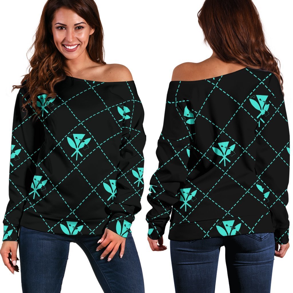 Kanaka Maoli Women's Off Shoulder Sweater Regal AH - Polynesian Pride