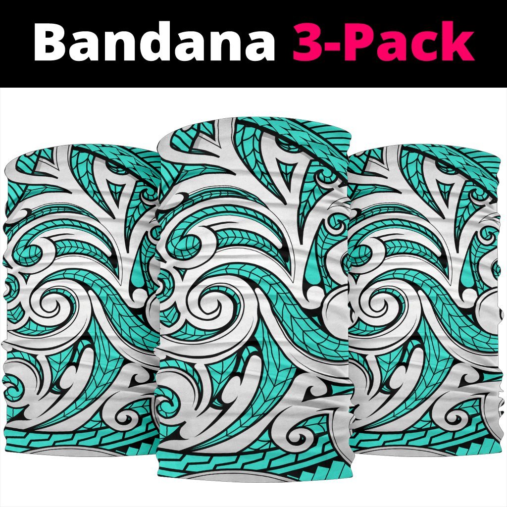 Polynesian Maori Ethnic Ornament Turquoise Bandana 3 - Pack - Polynesian Pride