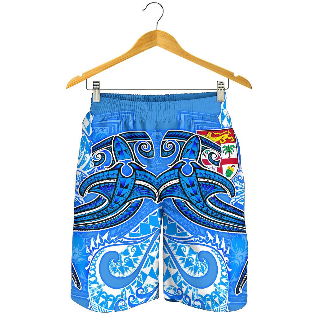 Fiji Men's Shorts - Blue Shark Polynesian Tattoo - Polynesian Pride