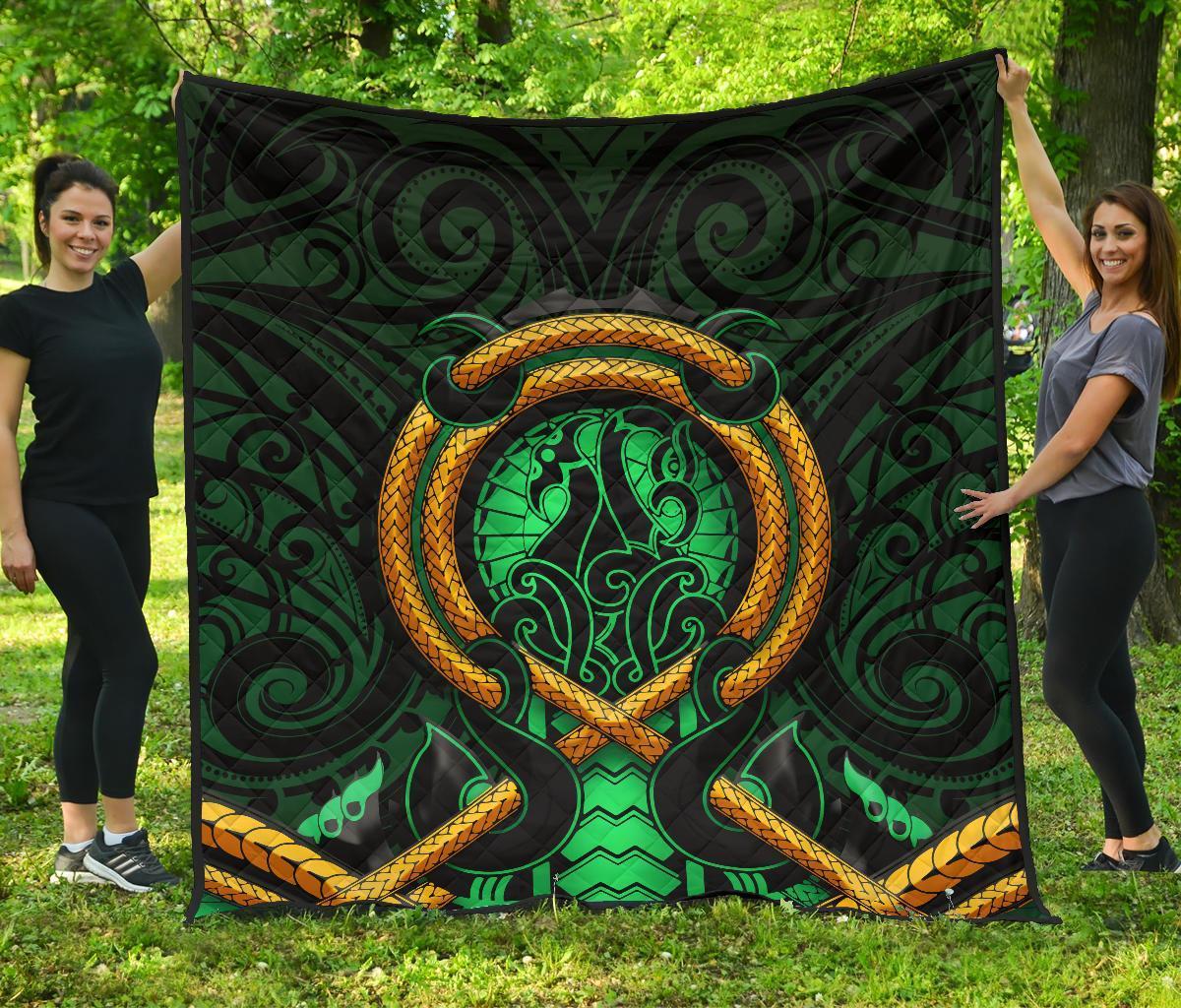 Maori New Zealand Premium Quilt Manaia Green Green - Polynesian Pride