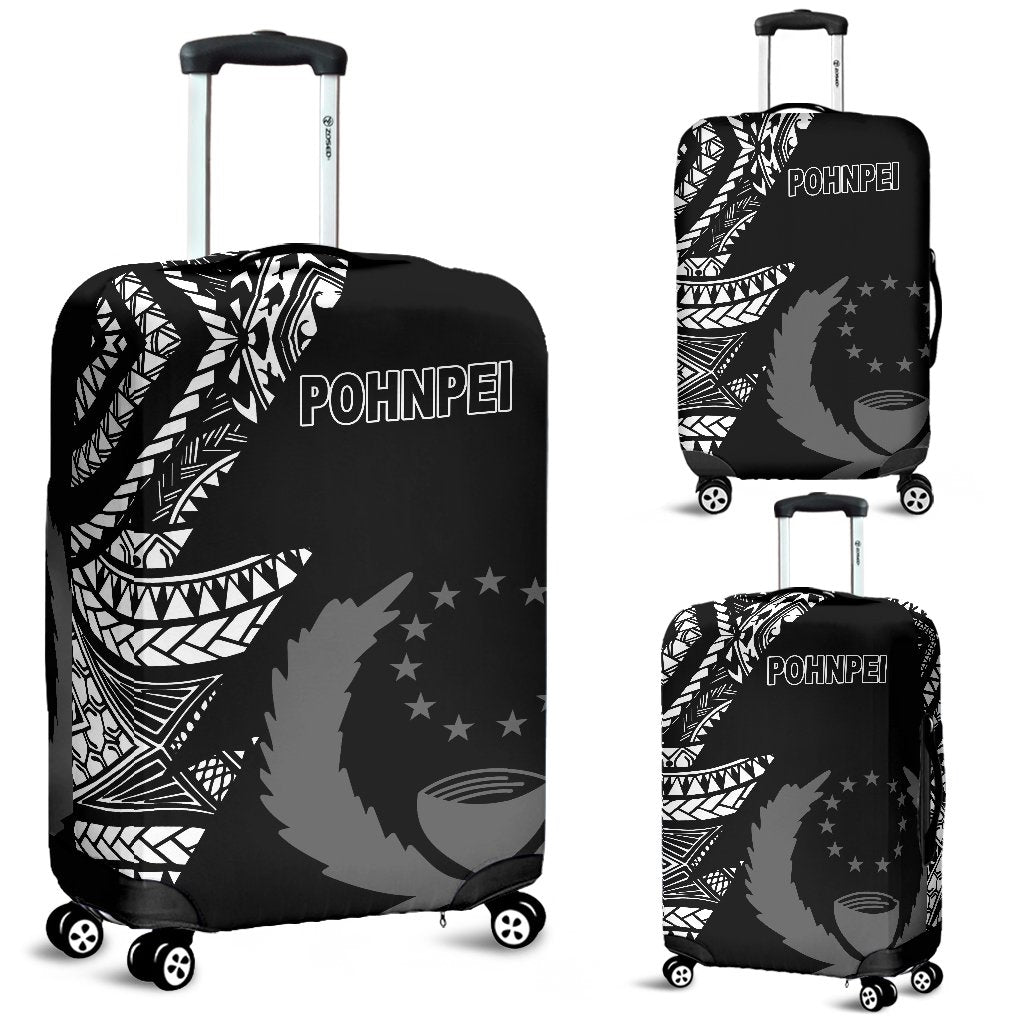 Pohnpei Luggage Covers - Micronesian Pattern Flash Black Black - Polynesian Pride