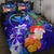 Polynesian Hawaii Quilt Bed Set - Kanaka Maoli Humpback Whale with Tropical Flowers (Blue) Blue - Polynesian Pride