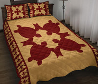 Hawaiian Quilt Pattern Traditional Turtle Quilt Bed Set - Polynesian Pride