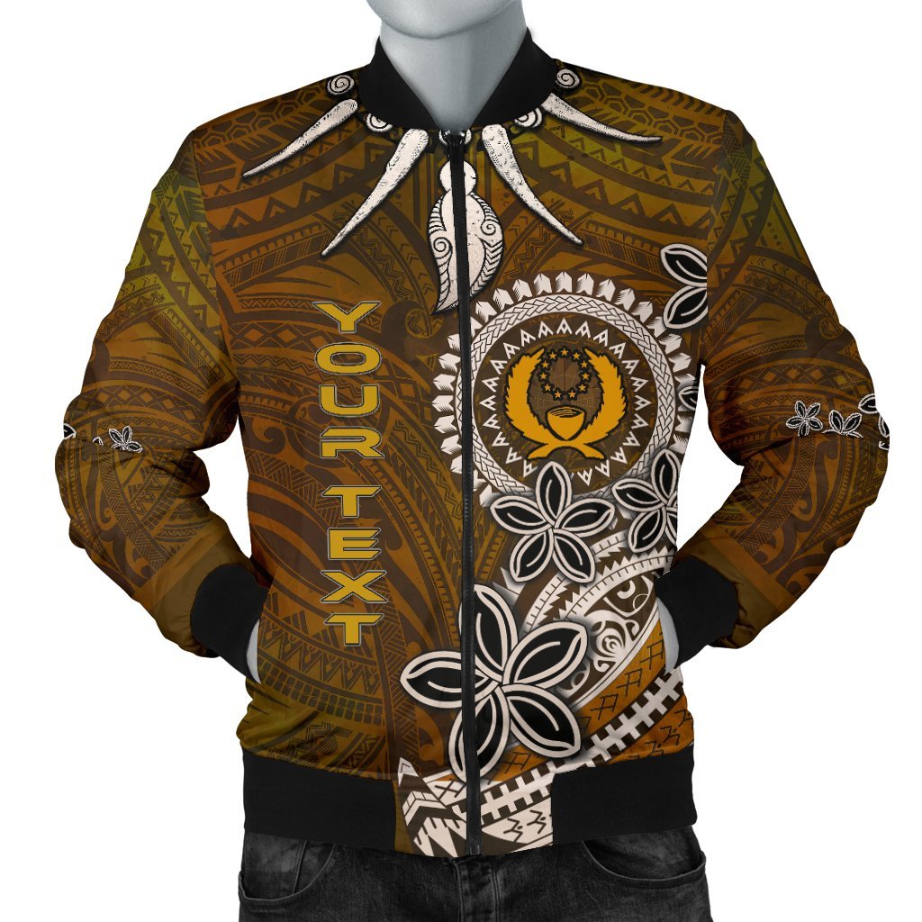 Pohnpei Custom Personalised Men's Bomber Jacket - Polynesian Boar Tusk - Polynesian Pride
