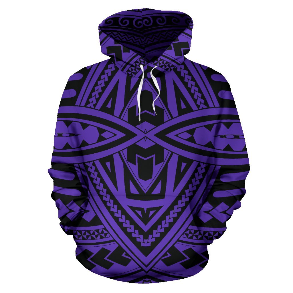 Hawaii Hoodie Polynesian Seamless Violet Pullover Unisex Art - Polynesian Pride