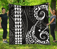 Hawaii Kakau White Polynesian Premium Quilt White - Polynesian Pride