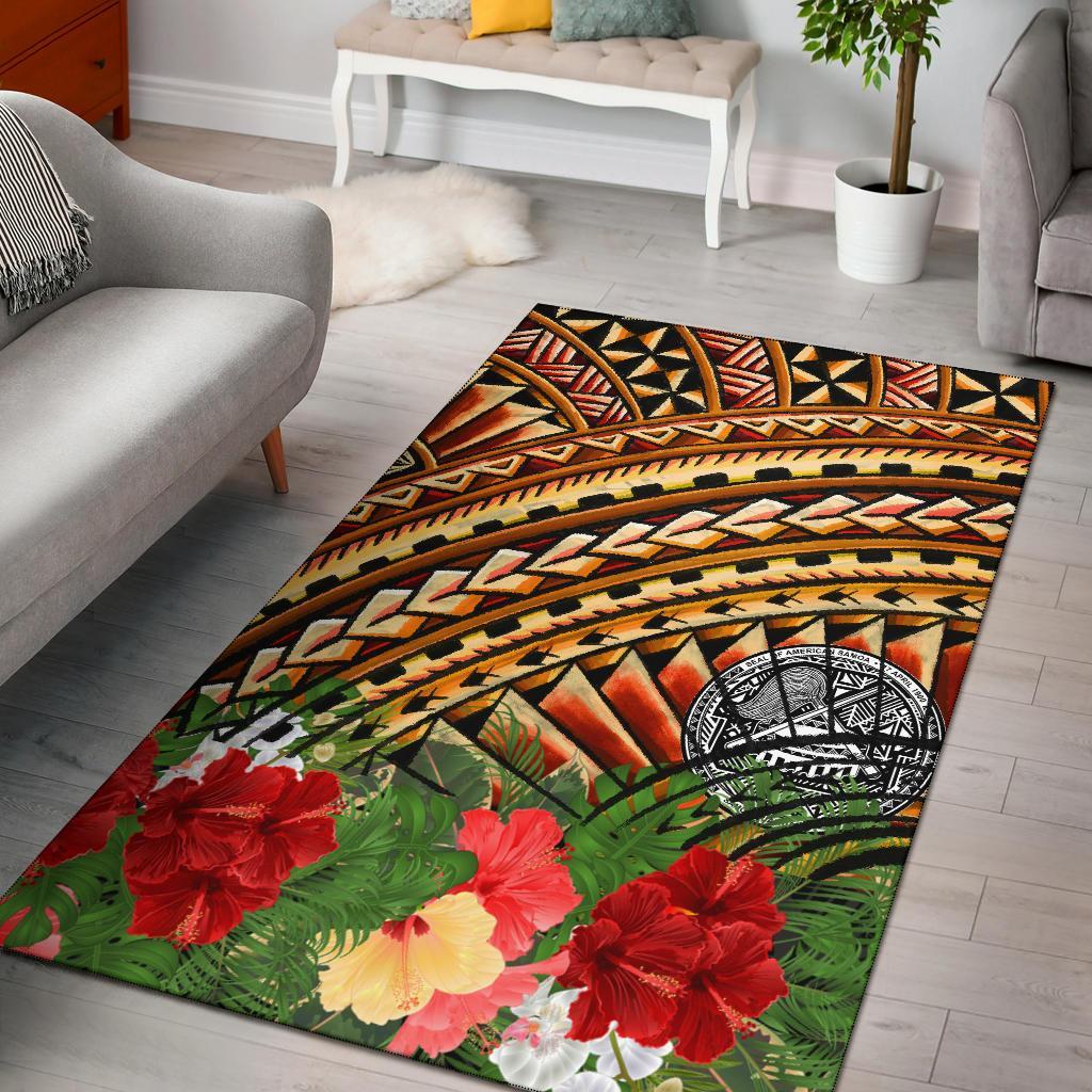 American Samoa Polynesian Area Rug - Vintage Pattern Rug vintage color - Polynesian Pride