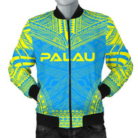 Palau Flag Polynesian Chief Men's Bomber Jacket Blue - Polynesian Pride