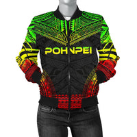 Pohnpei Polynesian Chief Women'S Bomber Jacket - Reggae Version Reggae - Polynesian Pride