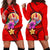 Tahiti Polynesian Women's Hoodie Dress - Floral With Seal Red Red - Polynesian Pride