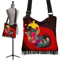 Papua New Guinea Boho Handbag - Polynesian Hook And Hibiscus (Red) - Polynesian Pride