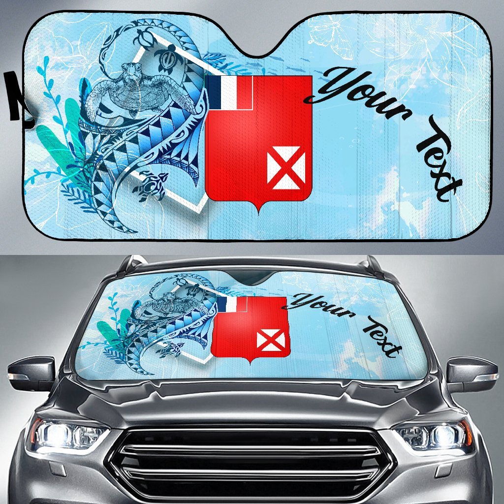 Wallis & Futuna Auto Sun Shades - Custom Personalised Polynesian Turtle Under The Sea Auto Sun Shade - Wallis & Futuna Universal Fit Blue - Polynesian Pride