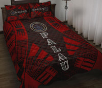 Palau Quilt Bed Set - Palau Seal & Polynesian Red Tattoo Style - Polynesian Pride