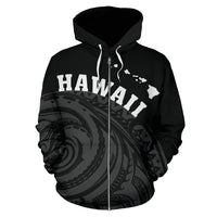 Hawaii Polynesia Zip up Hoodie Tatau Style - Polynesian Pride