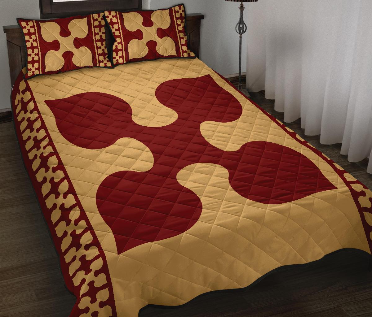 Hawaiian Quilt Pattern Four Palm Tree Quilt Bed Set - Polynesian Pride