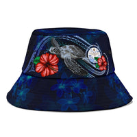Marshall Islands Polynesian Bucket Hat - Blue Turtle Hibiscus - Polynesian Pride