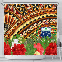 Samoa Shower Curtain - Vintage Pattern With Hibiscus Flower - Polynesian Pride