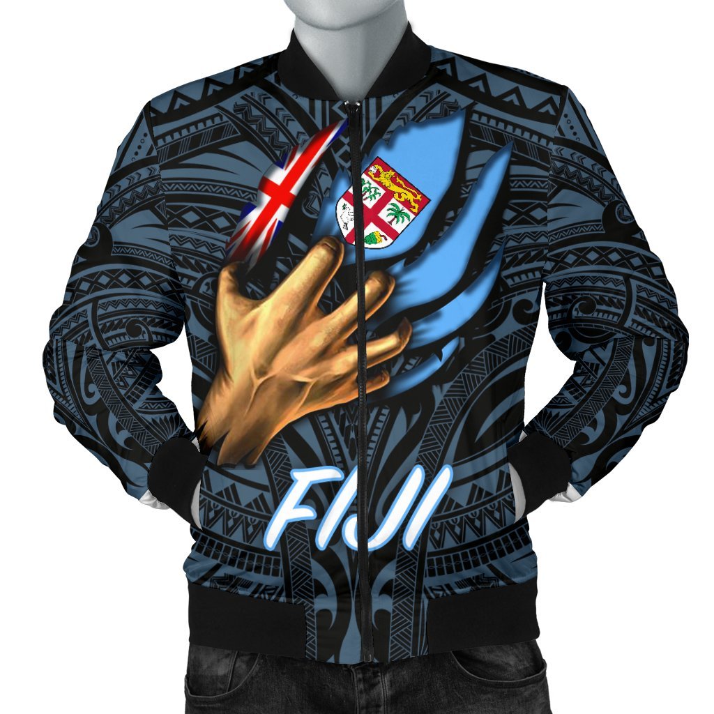 Fiji Men's Bomber Jacket - Fiji In Me (Blue) Blue - Polynesian Pride