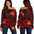 Polynesian Hawaii Off Shoulder Sweater - Red Plumeria RED - Polynesian Pride