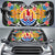Tahiti Auto Sun Shades - Coat Of Arms With Tropical Flowers Auto Sun Shade - Tahiti Universal Fit Black - Polynesian Pride