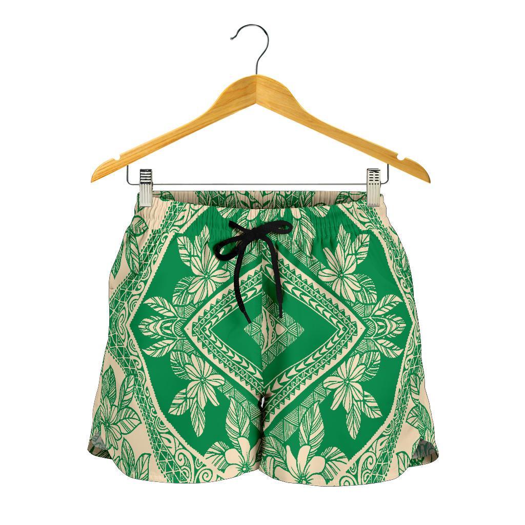 Polynesian Plumeria Mix Green Women's Short - Polynesian Pride