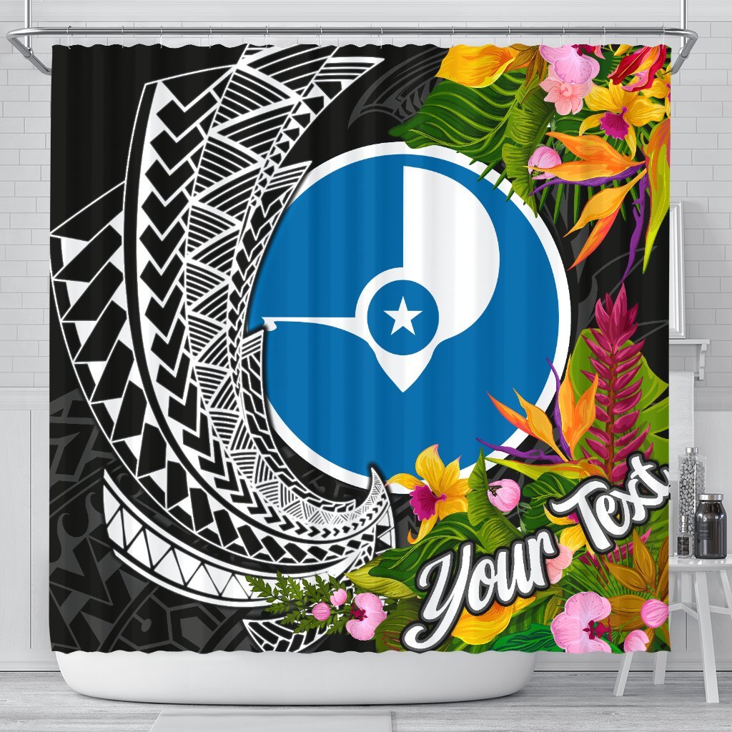 Yap State Shower Curtains - Custom Personalised Seal Spiral Polynesian Patterns 177 x 172 (cm) Black - Polynesian Pride