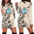 Guam Hoodie Dress - Guam Flag & Beige Hibiscus White - Polynesian Pride