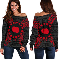 Cook Islands Polynesian Shoulder Sweater Map Red Red - Polynesian Pride