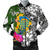 Tuvalu Custom Personalised Men's Bomber Jacket White - Turtle Plumeria Banana Leaf White - Polynesian Pride