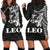 Sun In Leo Zodiac Women Hoodie Dress Polynesian Tattoo Simple - White Black - Polynesian Pride