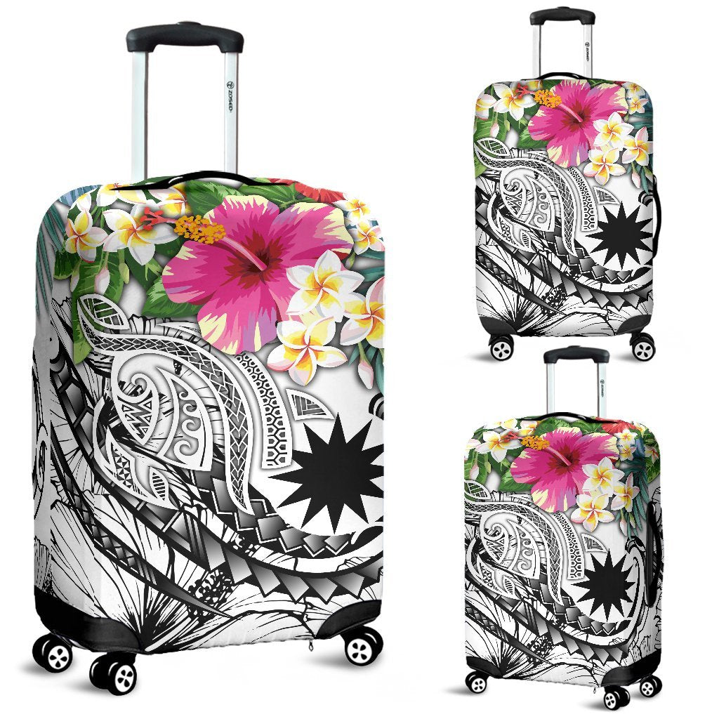 Nauru Polynesian Luggage Covers - Summer Plumeria (White) - Polynesian Pride