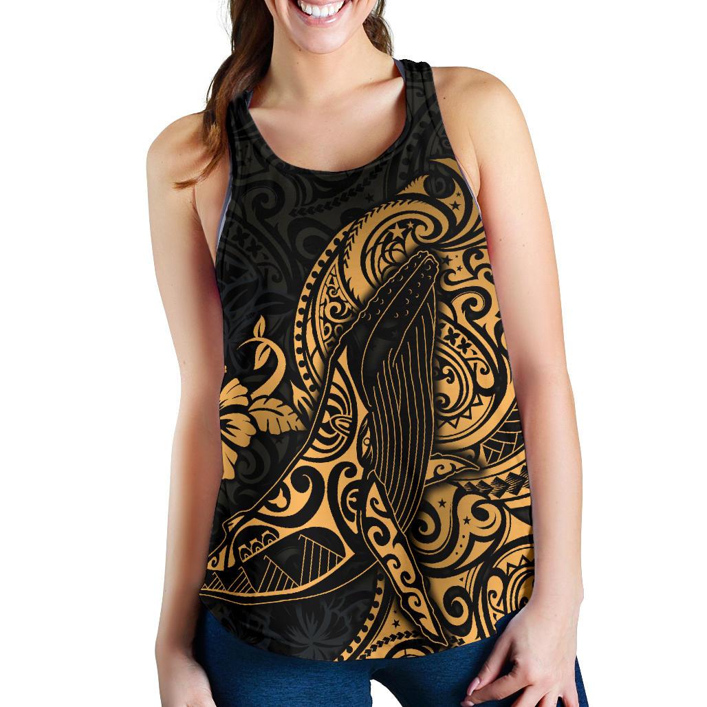 Polynesian Hawaii Women's Racerback Tank - Polynesian Golden Humpback Whale - Polynesian Pride